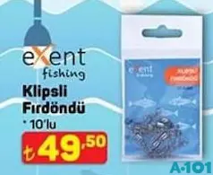 EXENT FİSHİNG KLİPSLİ FIRDÖNDÜ 10'LU fiyat ve kampanya bilgisi